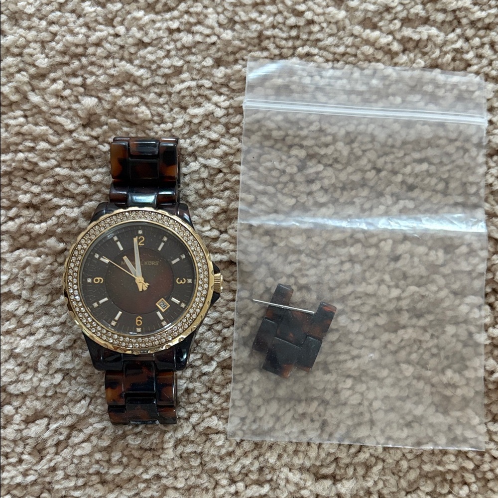 Michael Kors Tortoise Shell Watch with Gold Accents
